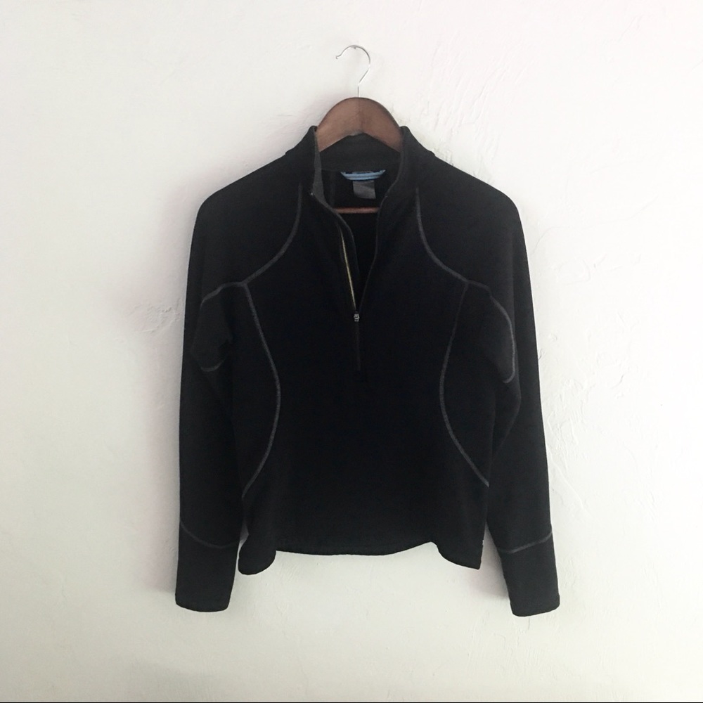 REI Polartec Black Fleece Half Zip Pull Over Long Sleeve Sweater